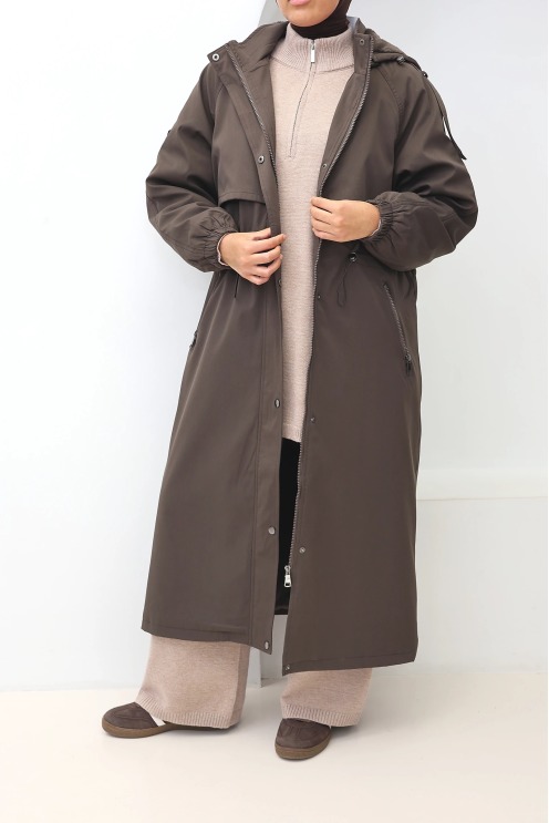 Women's Oslo Lined Parka Brown, Detachable Hood | Neyssa