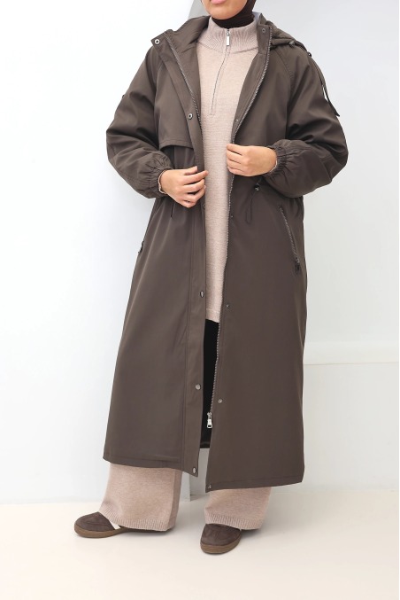 Parka fourrée femme Oslo Marron, capuche amovible | Neyssa