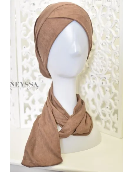 turban en suédine croisé, turban sous hijab, turban style turban mode