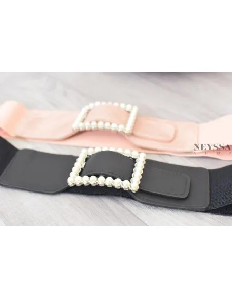 superbe ceinture pas cher simili cuir finition perles nacrées