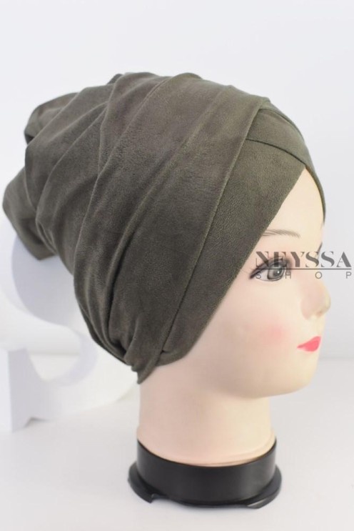 turban en suédine croisé, turban sous hijab, turban style turban mode