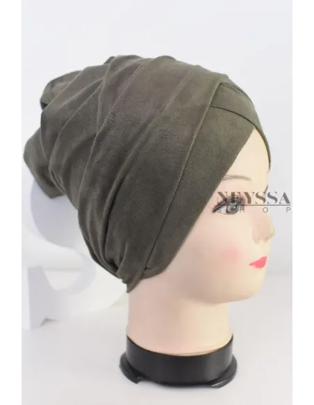 turban en suédine croisé, turban sous hijab, turban style turban mode