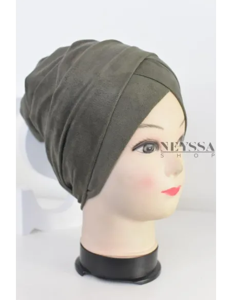 turban en suédine croisé, turban sous hijab, turban style turban mode