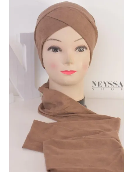 turban en suédine croisé, turban sous hijab, turban style turban mode