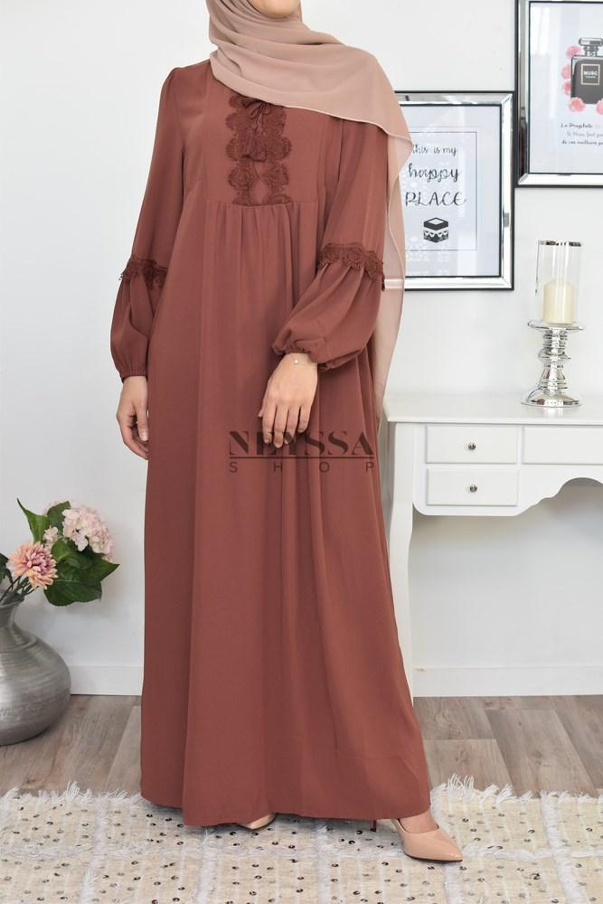 Sahara dress lace finishes mastoura dress modest muslim woman
