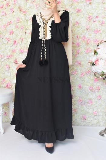 Robe Longue Femme Musulmane Abaya Femme Voilée Robe