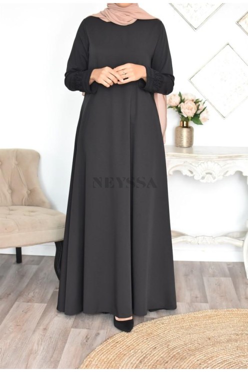 Superbe abaya islamique manches dentelle sans artifice casual