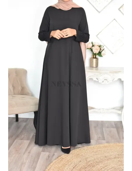 Superbe abaya islamique manches dentelle sans artifice casual