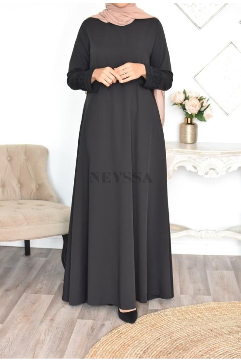 Superbe abaya islamique manches dentelle sans artifice casual