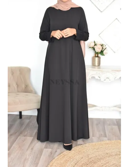 Superbe abaya islamique manches dentelle sans artifice casual