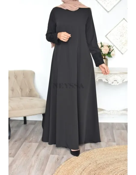 Superbe abaya islamique manches dentelle sans artifice casual