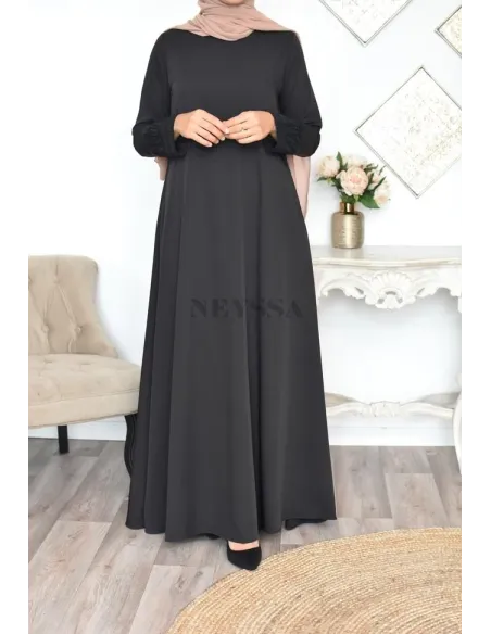 Superbe abaya islamique manches dentelle sans artifice casual