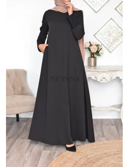 Superbe abaya islamique manches dentelle sans artifice casual