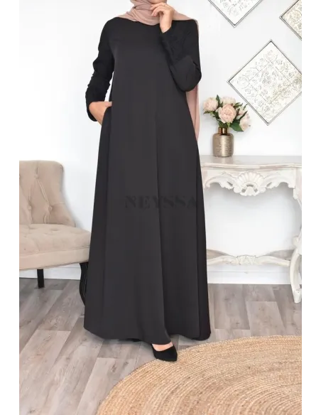 Superbe abaya islamique manches dentelle sans artifice casual