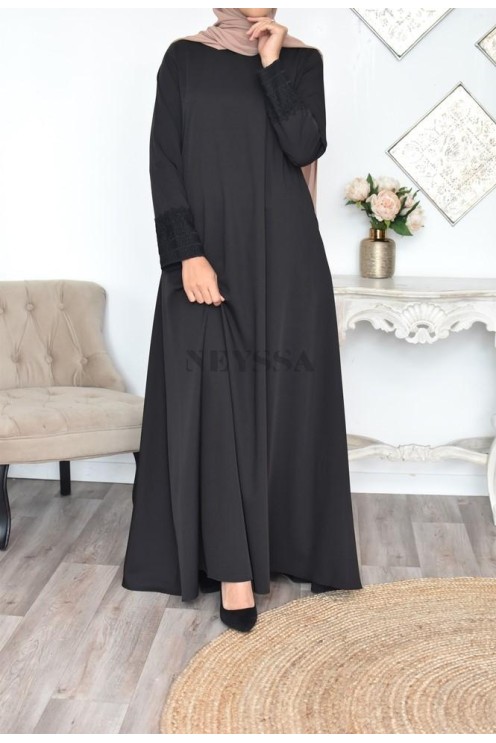 Superbe abaya islamique manches dentelle sans artifice casual