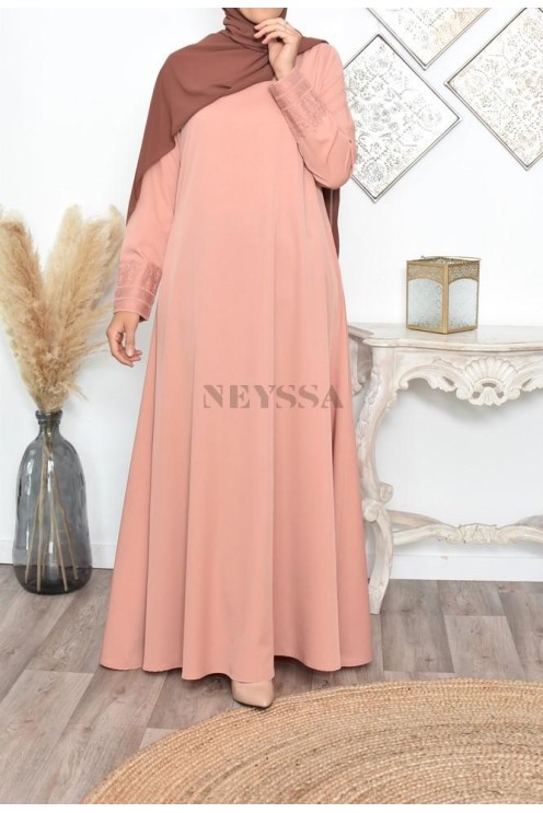 Superbe abaya islamique manches dentelle sans artifice casual