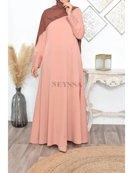 Superbe abaya islamique manches dentelle sans artifice casual