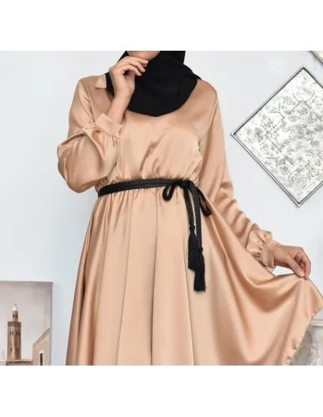 Sublime ceinture à nouer Orient tressée avec pompons aux extrémités 2m20 de long