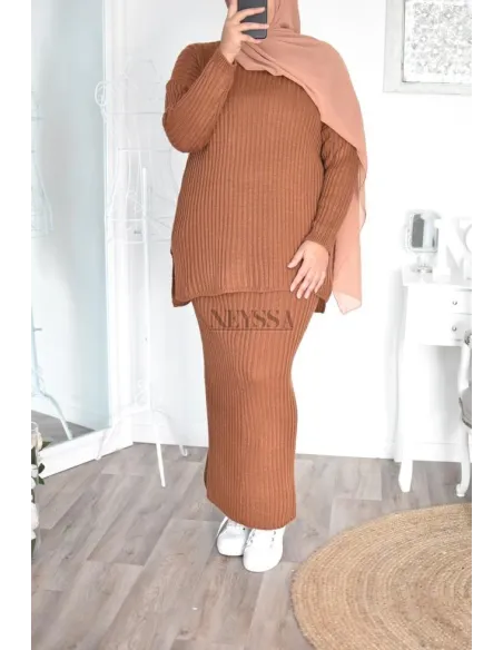 Jupe tricot spécial grande taille ensemble tricot femme musulmane