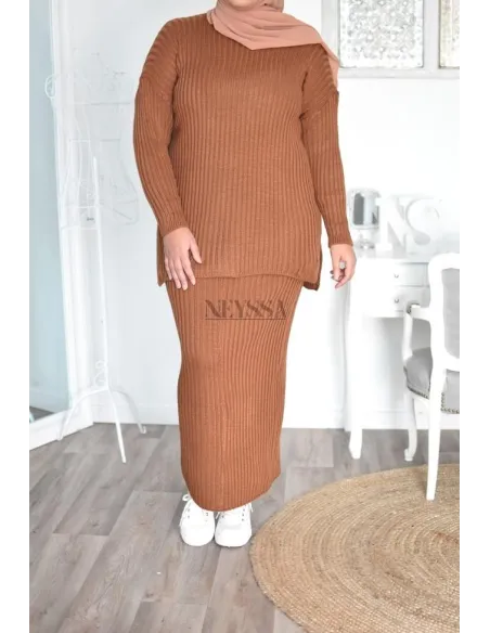 Jupe tricot spécial grande taille ensemble tricot femme musulmane