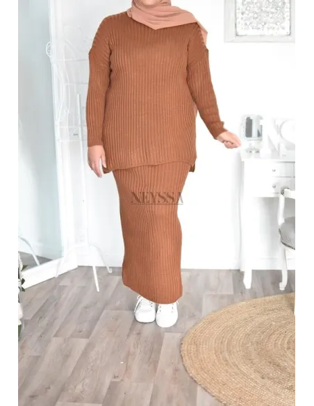 Jupe tricot spécial grande taille ensemble tricot femme musulmane