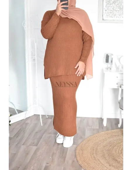 Jupe tricot spécial grande taille ensemble tricot femme musulmane