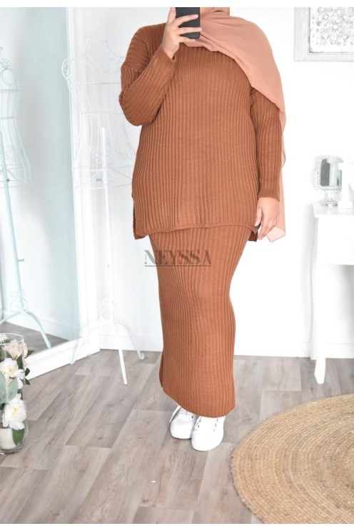 Jupe tricot spécial grande taille ensemble tricot femme musulmane