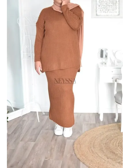 Jupe tricot spécial grande taille ensemble tricot femme musulmane