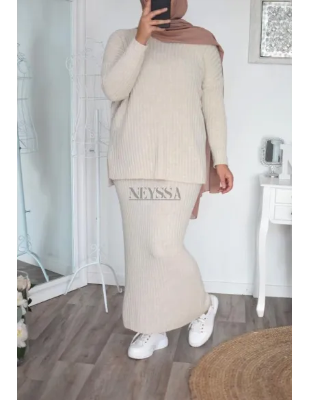 Jupe tricot spécial grande taille ensemble tricot femme musulmane