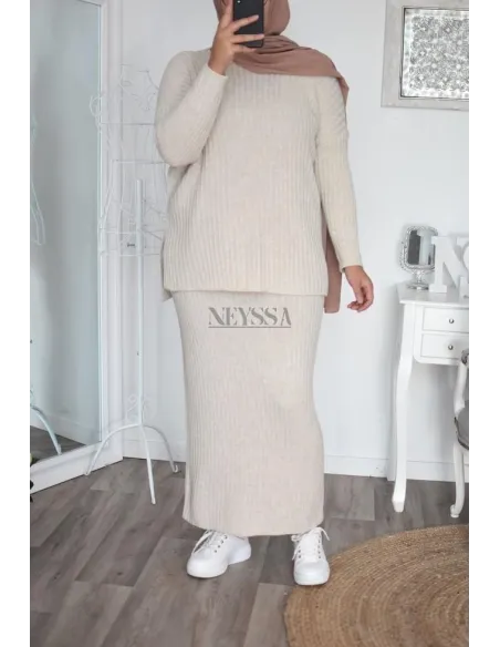 Jupe tricot spécial grande taille ensemble tricot femme musulmane