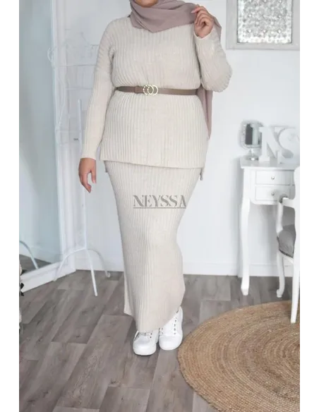 Jupe tricot spécial grande taille ensemble tricot femme musulmane