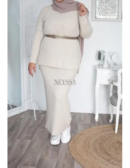 Jupe tricot spécial grande taille ensemble tricot femme musulmane