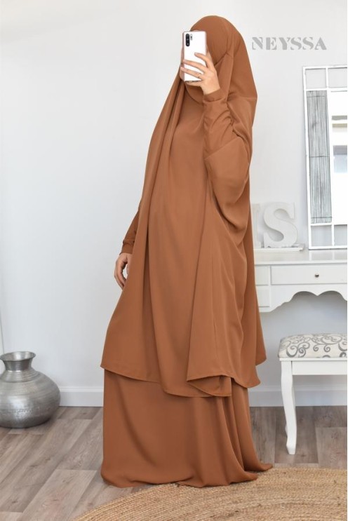 jilbab 2 pieces en wool peach haut de gamme et pas cher
