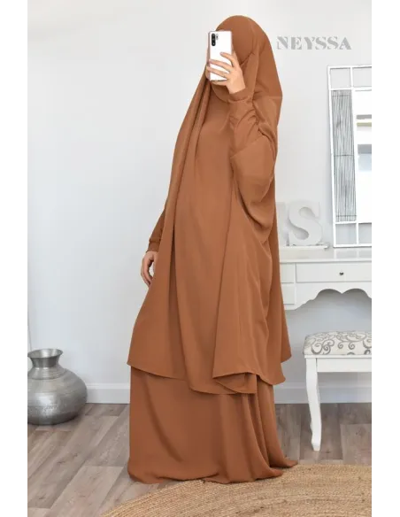 jilbab 2 pieces en wool peach haut de gamme et pas cher