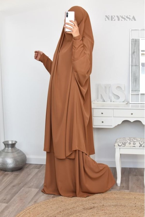 jilbab 2 pieces en wool peach haut de gamme et pas cher