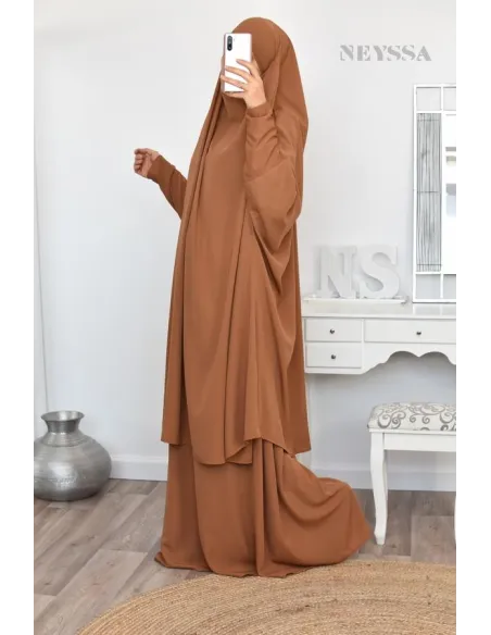 jilbab 2 pieces en wool peach haut de gamme et pas cher