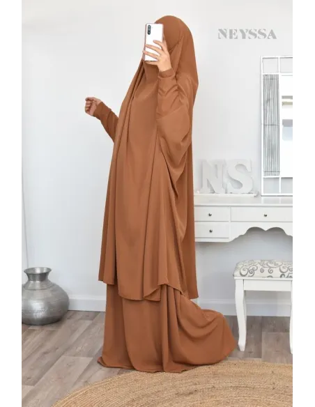 jilbab 2 pieces en wool peach haut de gamme et pas cher