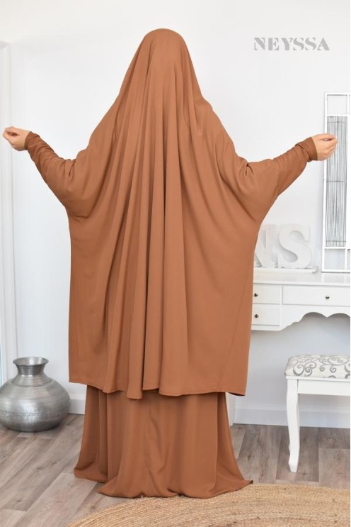 jilbab 2 pieces en wool peach haut de gamme et pas cher