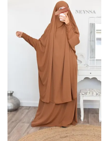 jilbab 2 pieces en wool peach haut de gamme et pas cher