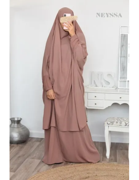 jilbab 2 pieces en wool peach haut de gamme et pas cher