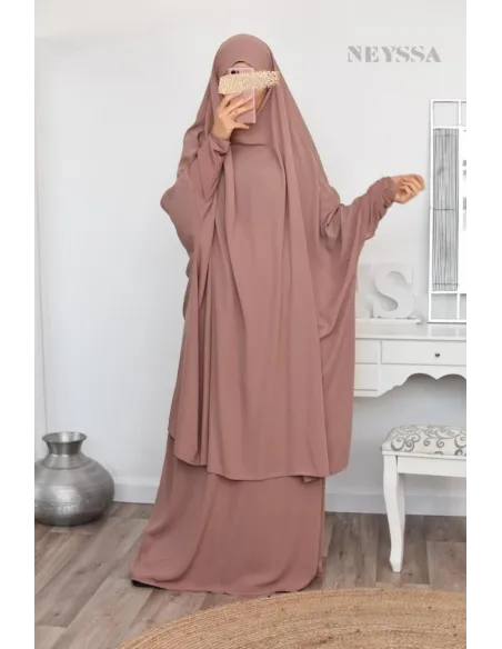 jilbab 2 pieces en wool peach haut de gamme et pas cher