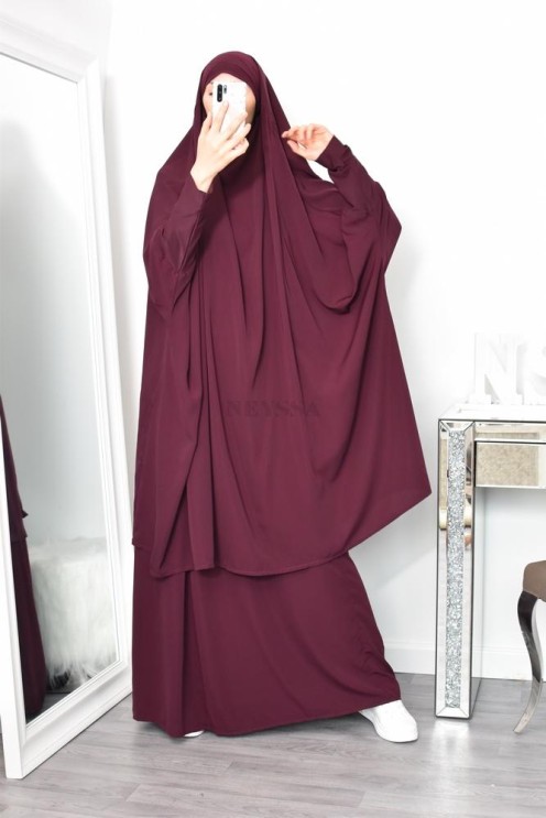 jilbab 2 pieces en wool peach haut de gamme et pas cher
