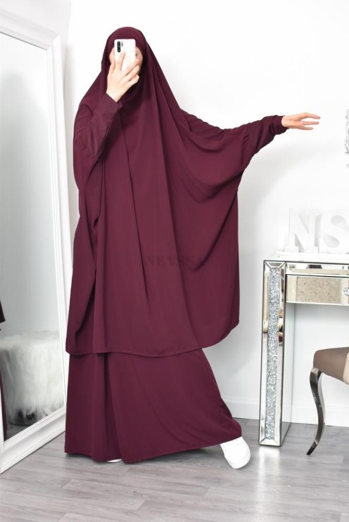 jilbab 2 pieces en wool peach haut de gamme et pas cher