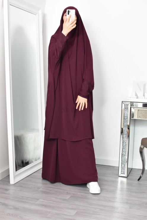 jilbab 2 pieces en wool peach haut de gamme et pas cher