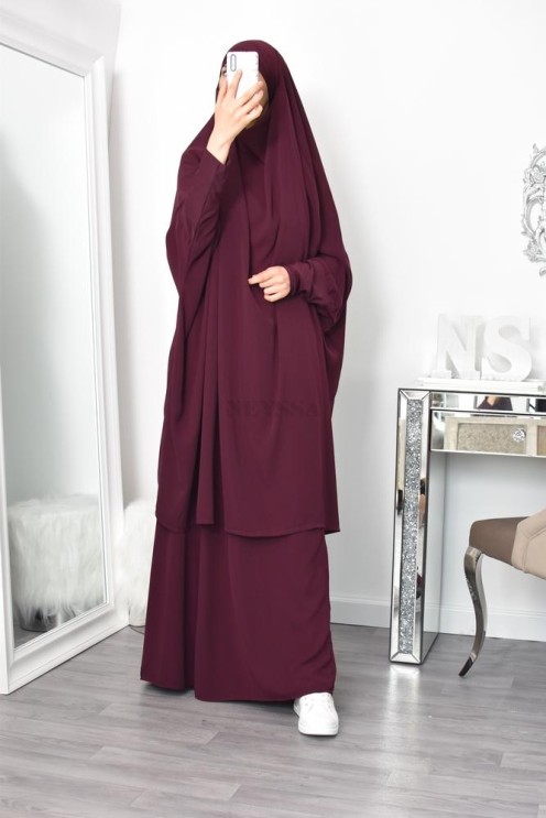 jilbab 2 pieces en wool peach haut de gamme et pas cher