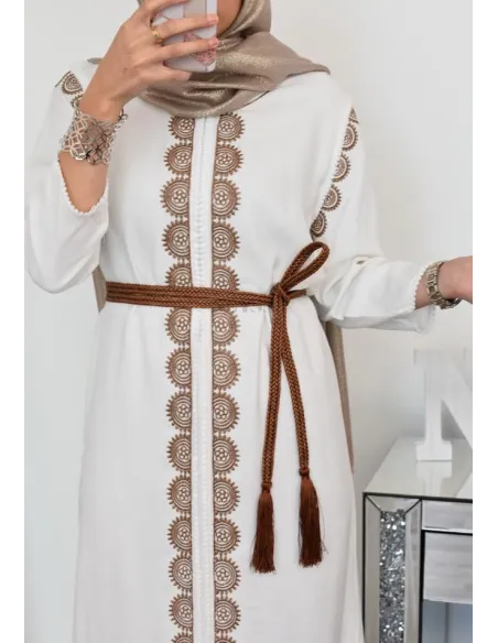 Sublime ceinture à nouer Orient tressée avec pompons aux extrémités 2m20 de long