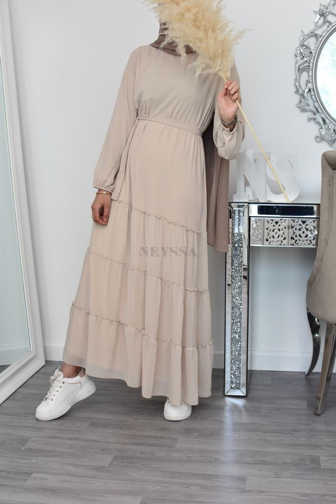 Superbe Mousseline Longue Robe Bohème Musulmane Aid Ramadan Hijab