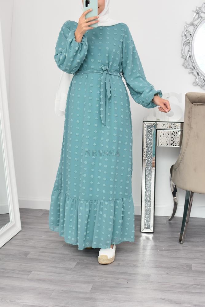 Beautiful woven plumetis woven bohemian muslim dress aid hijab