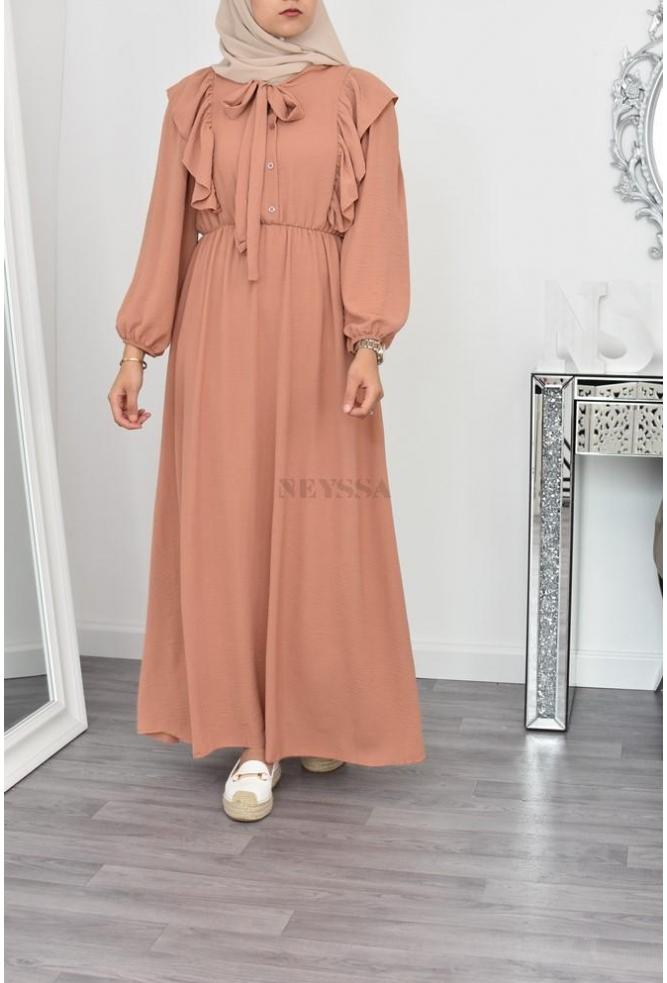 Gorgeous pleated modest long dress bohemian muslim aid ramadan hijab