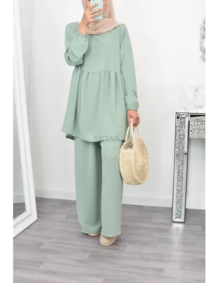 Ensemble fluide mastour tunique et pantalon été femme musulmane 